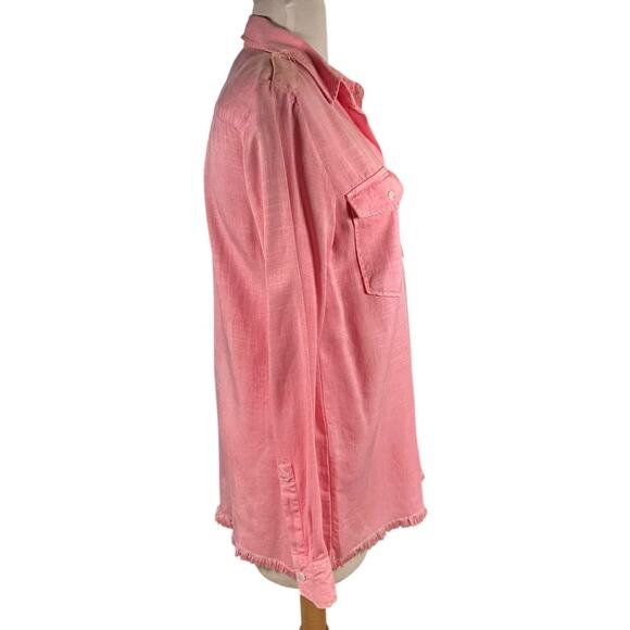 Zara Woman Premium Denim Collection Pink Lyocell Button-Down Shirt Size Medium - Picture 4 of 12